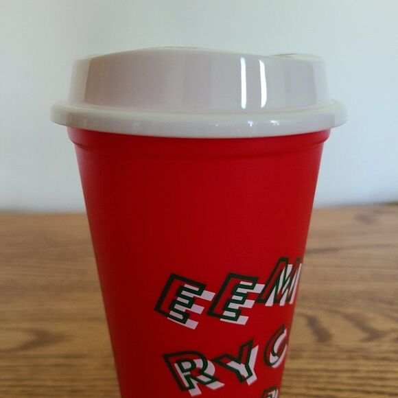 2013 Holiday Christmas Starbucks Red Plastic Collectible Reusable Cup Mug W/Lid - Picture 5 of 15